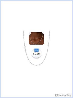 1.3mm 925 Sterling Silver Box Chain Necklace 18 Inch Lobster Clasp